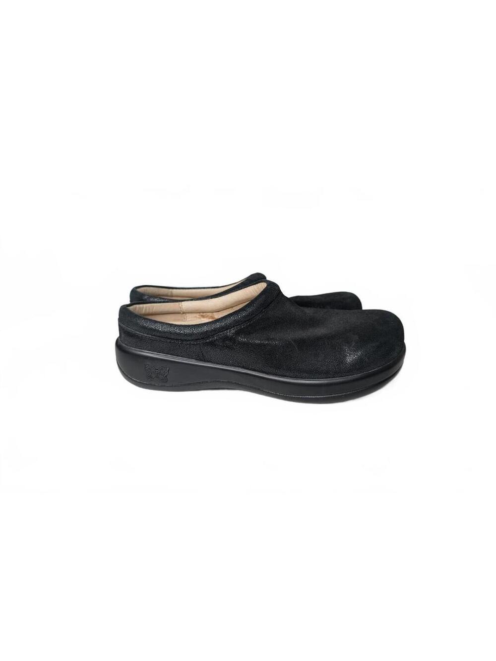 Alegria Soft Black Sparkle Suede Leather Clogs/Mules Size 38 US‎ 8